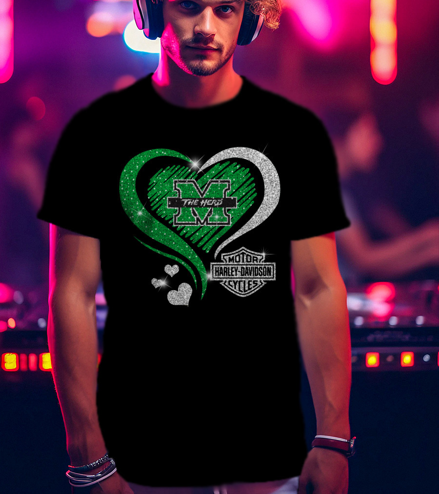 M The Herd Motor Harley Davidson Cycles Heart 0306Hd Marshall Thundering Herd T-Shirt