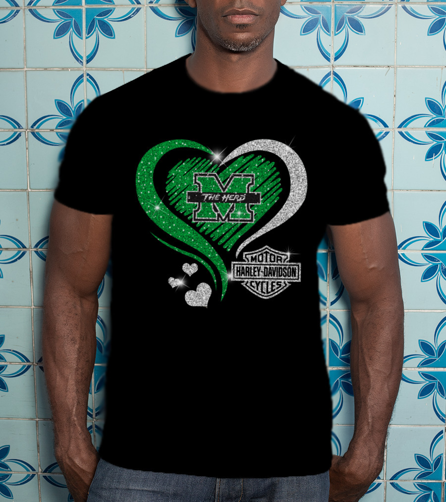 M The Herd Motor Harley Davidson Cycles Heart 0306Hd Marshall Thundering Herd T-Shirt