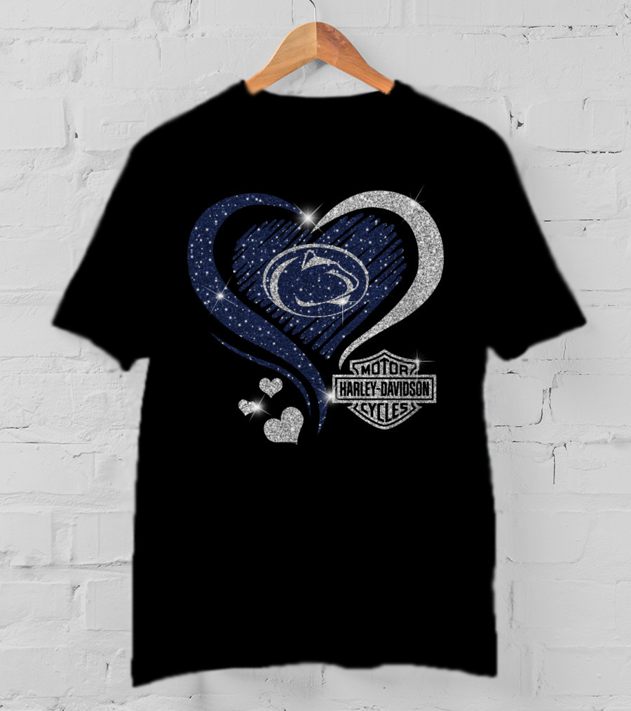 Penn State Nittany Lions Harley Davidson Heart Logo Sparkle 0306Hd T-Shirt
