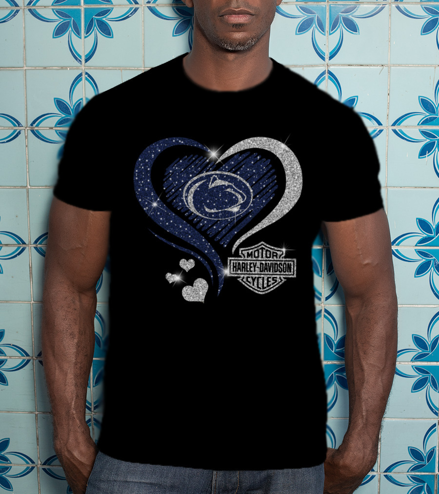 Penn State Nittany Lions Harley Davidson Heart Logo Sparkle 0306Hd T-Shirt