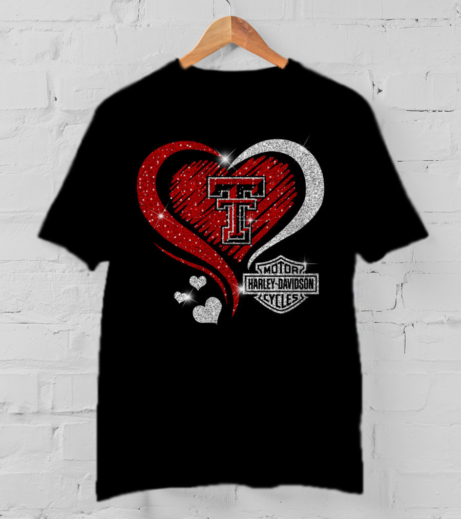 Texas Tech Red Raiders Harley Davidson Heart T-Shirt
