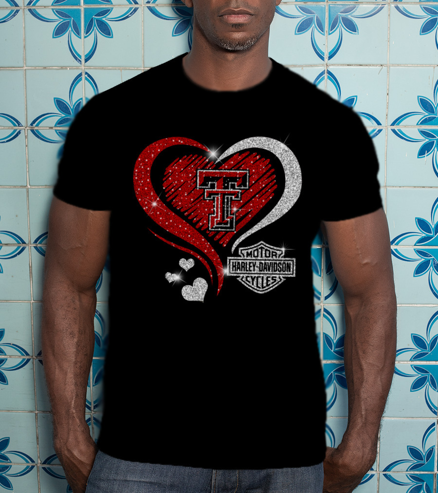 Texas Tech Red Raiders Harley Davidson Heart T-Shirt