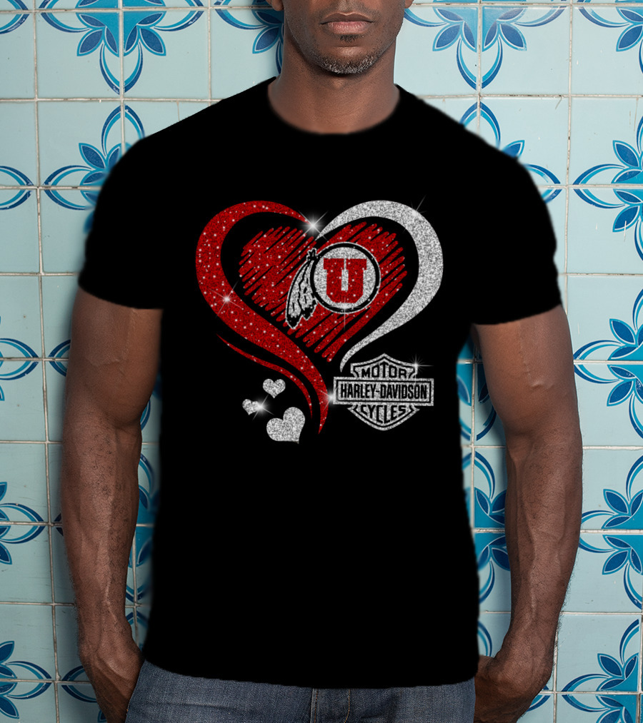 Utah Utes Harley Davidson Heart T-Shirt