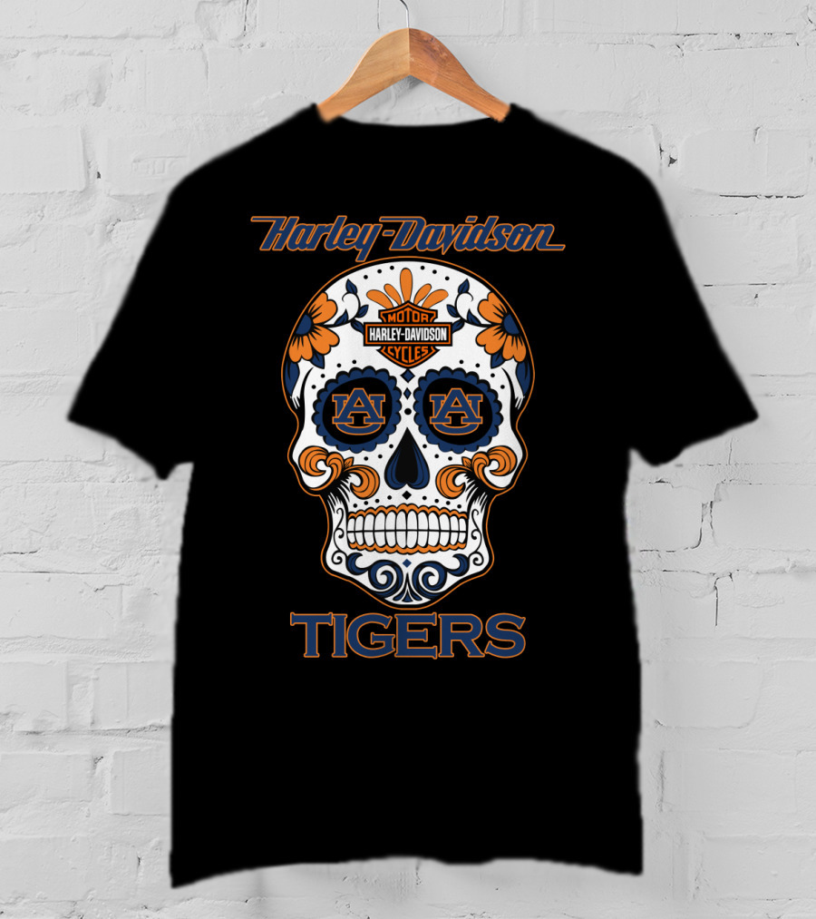 Harley Davidson Auburn Tigers Sugar Skull T-Shirt