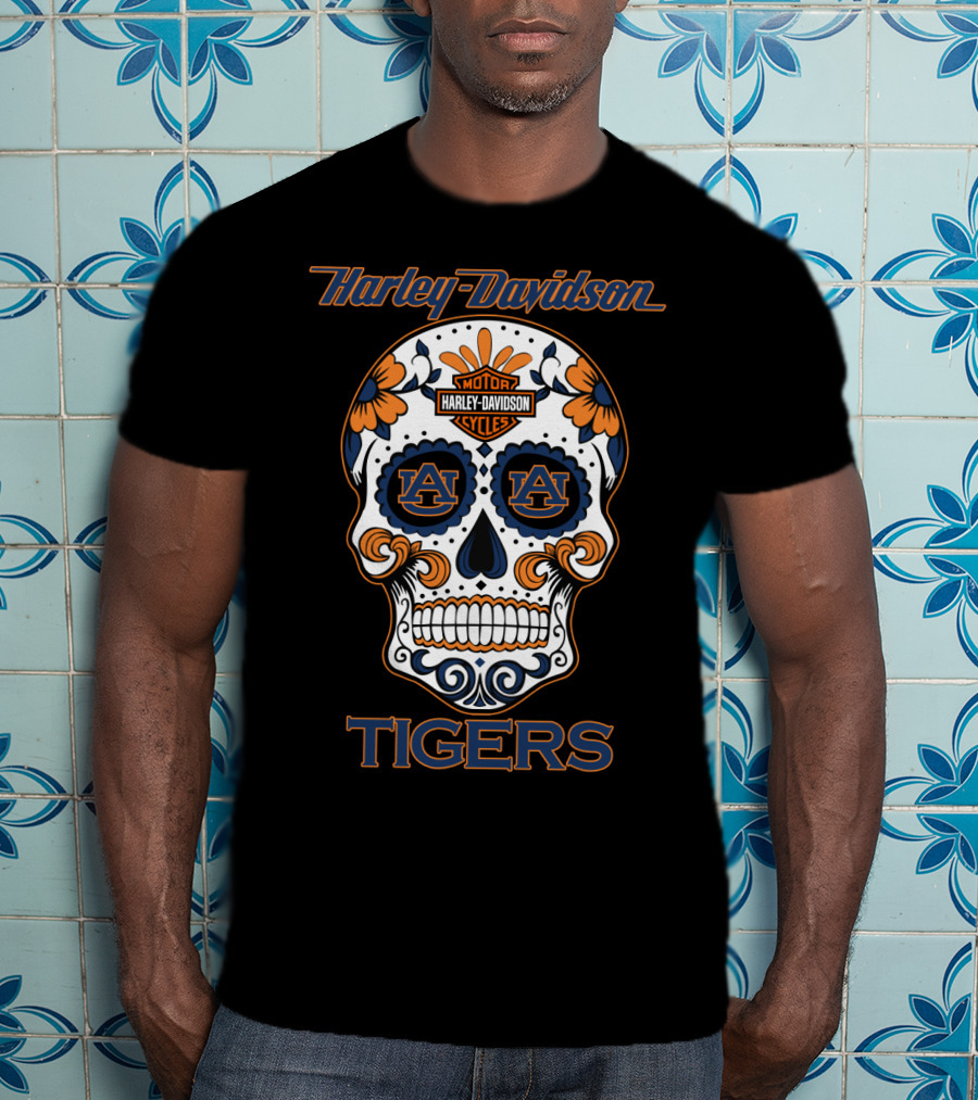 Harley Davidson Auburn Tigers Sugar Skull T-Shirt