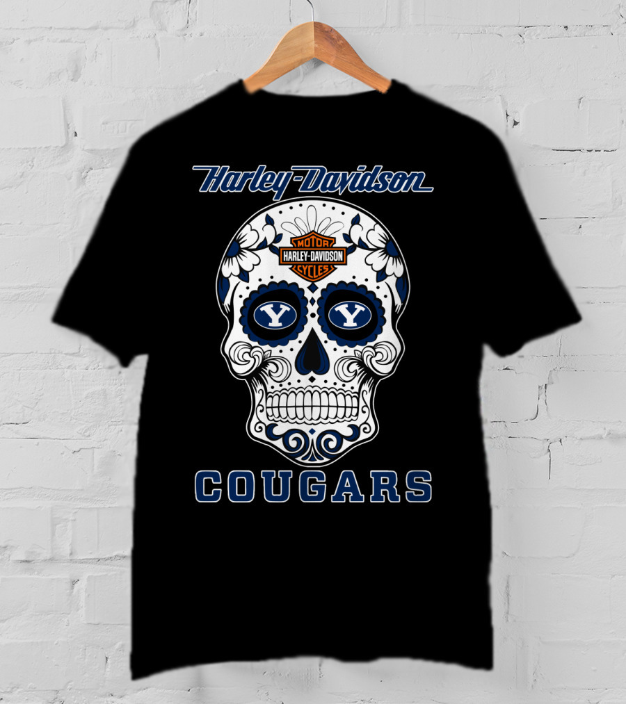 Harley Davidson Byu Cougars Sugar Skull T-Shirt