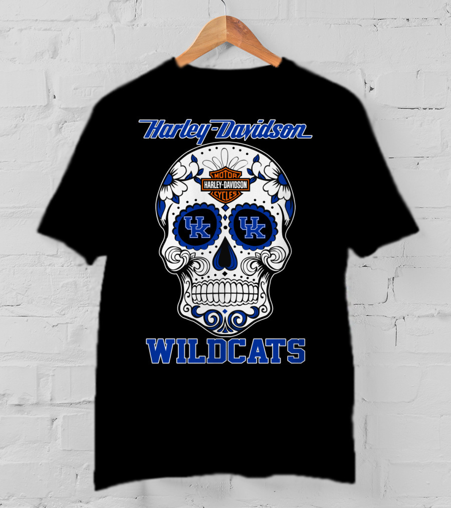Harley Davidson Kentucky Wildcats Sugar Skull Mood T-Shirt