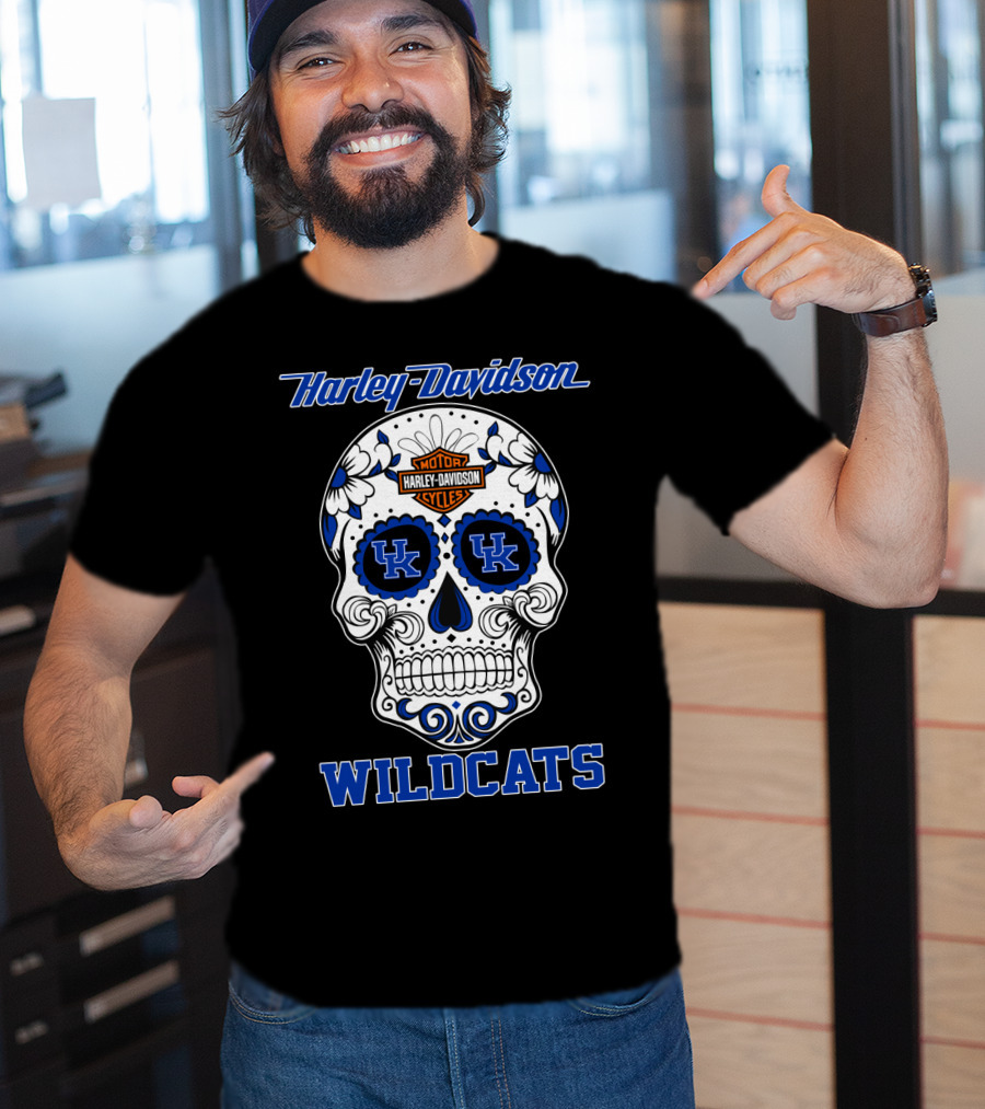 Harley Davidson Kentucky Wildcats Sugar Skull Mood T-Shirt