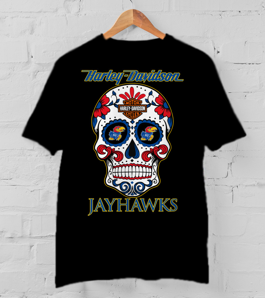 Harley Davidson Kansas Jayhawks Sugar Skull T-Shirt