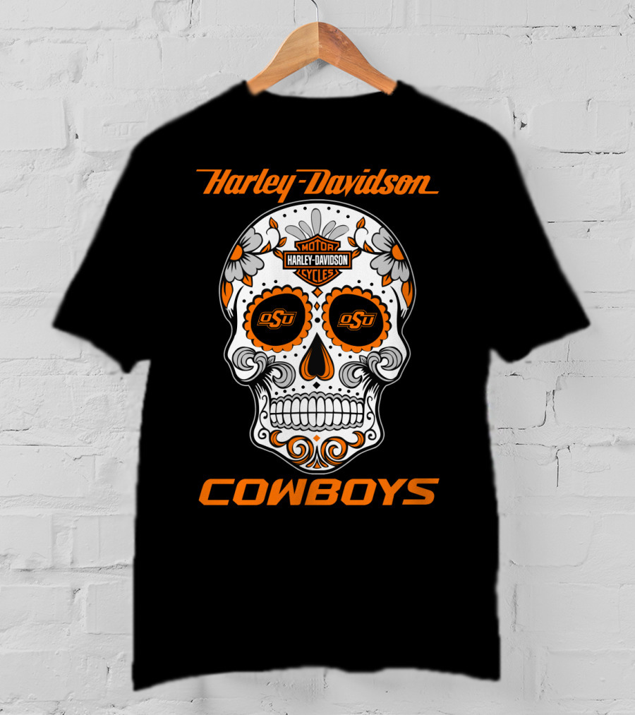 Harley Davidson Oklahoma State University Cowboys Skull Osu T-Shirt