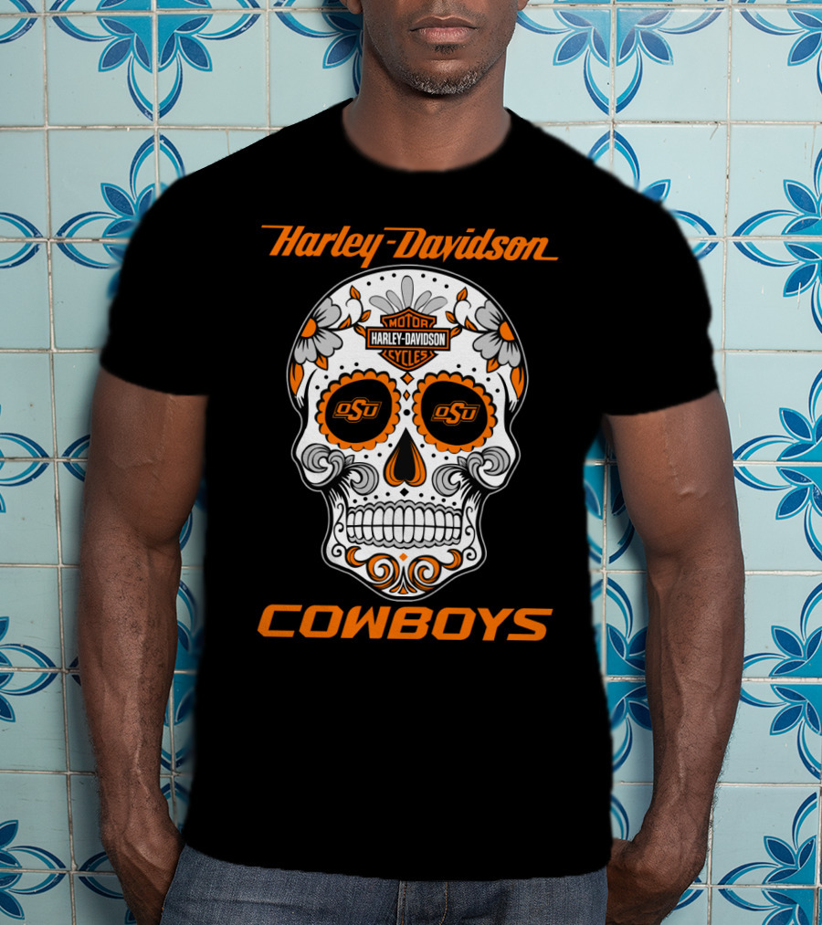 Harley Davidson Oklahoma State University Cowboys Skull Osu T-Shirt