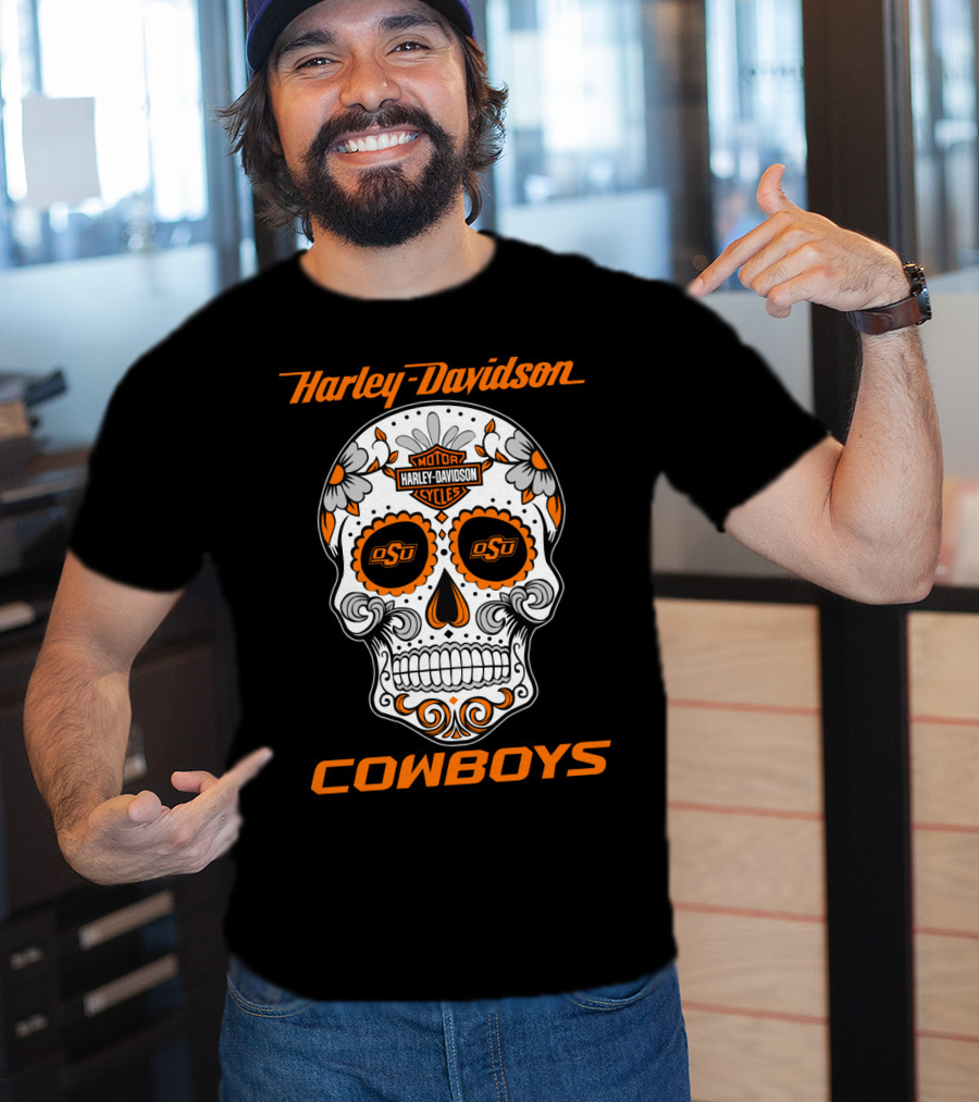 Harley Davidson Oklahoma State University Cowboys Skull Osu T-Shirt