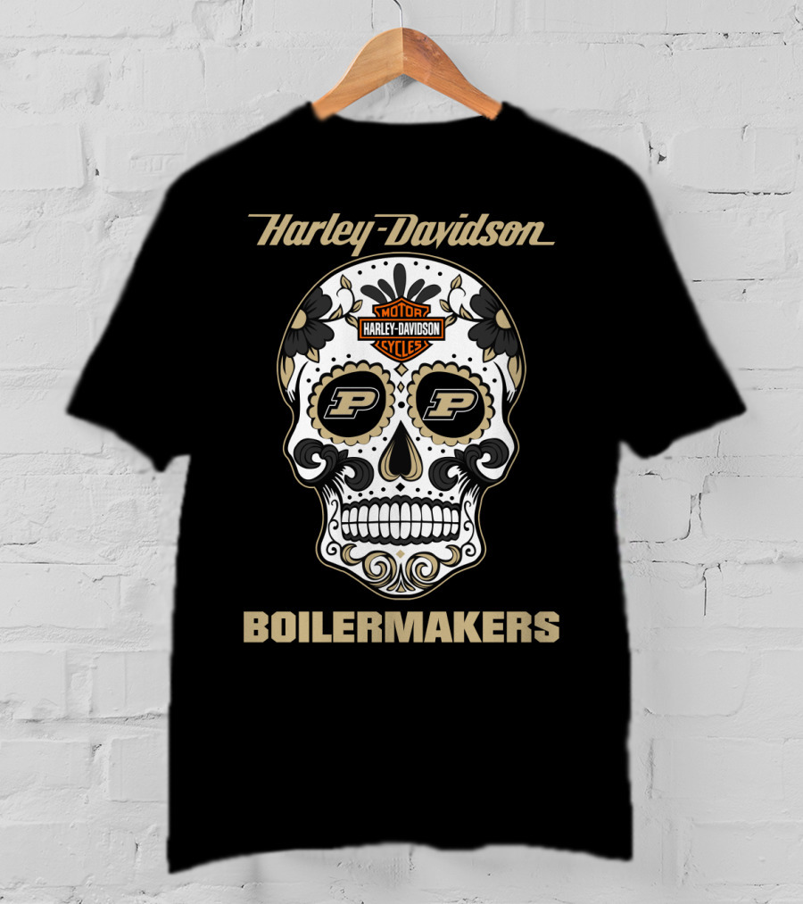 Harley Davidson Purdue Boilermakers Sugar Skull T-Shirt