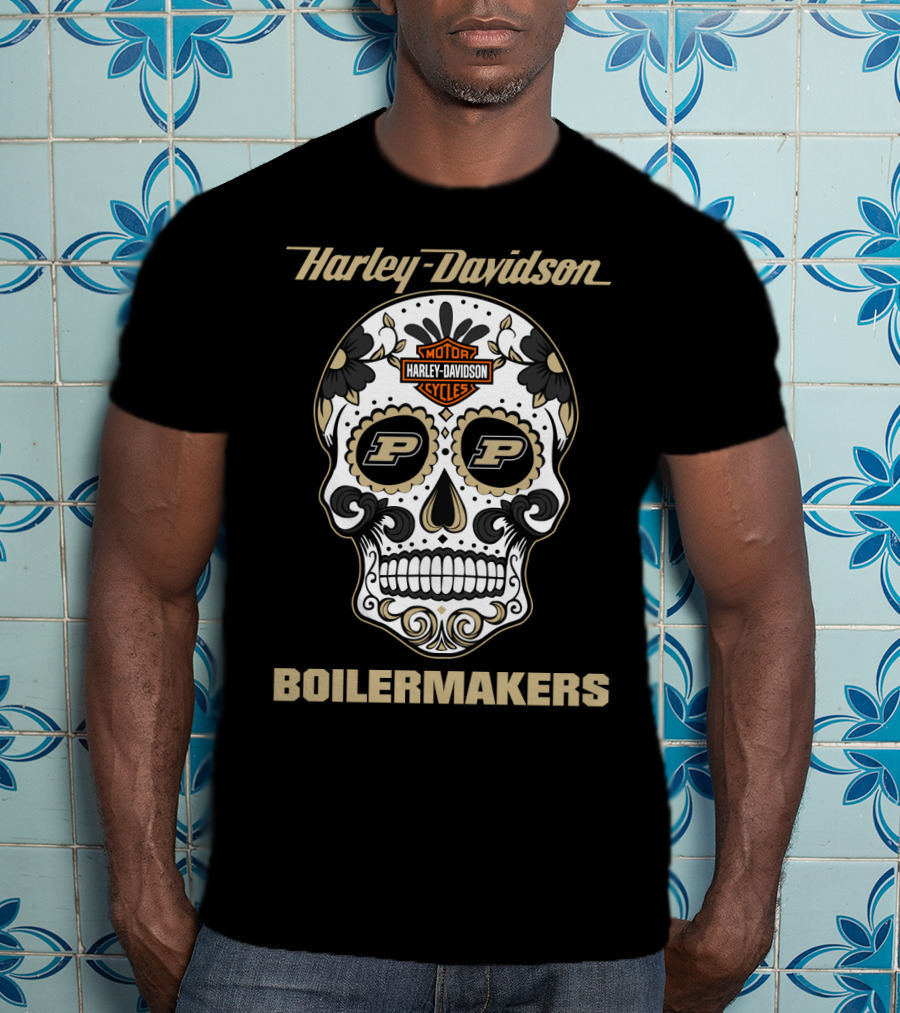 Harley Davidson Purdue Boilermakers Sugar Skull T-Shirt