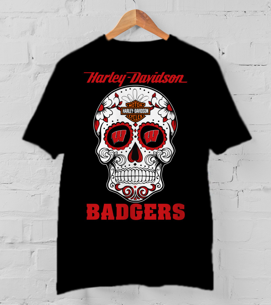 Harley Davidson Motor Cycles Wisconsin Badgers T-Shirt