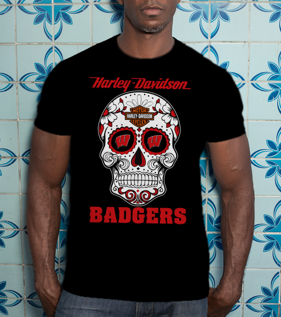 Harley Davidson Motor Cycles Wisconsin Badgers T-Shirt