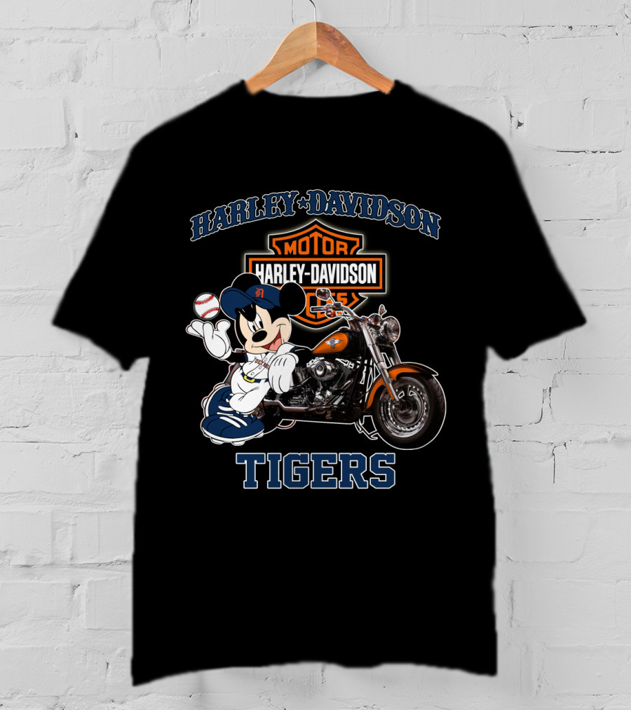 Harley Davidson Motor Mickey Mouse Detroit Tigers T-Shirt