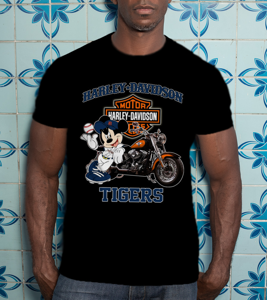 Harley Davidson Motor Mickey Mouse Detroit Tigers T-Shirt