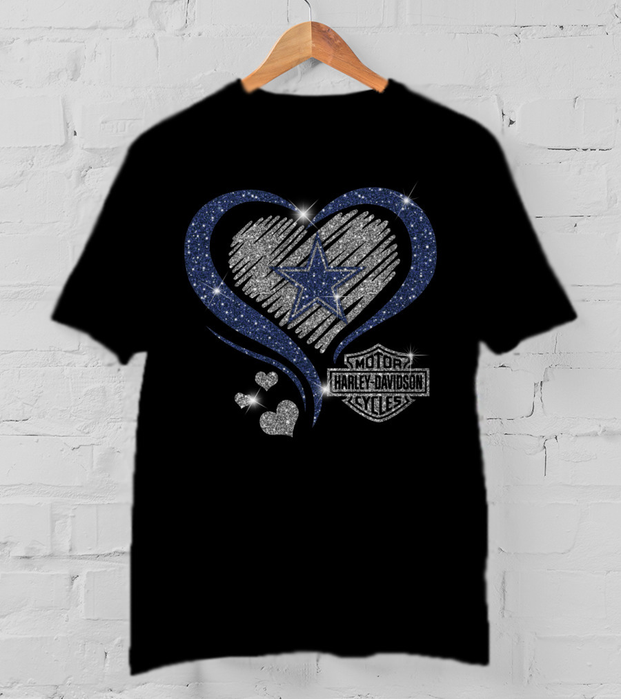 Dallas Cowboys Heart Harley Davidson Cycles T-Shirt