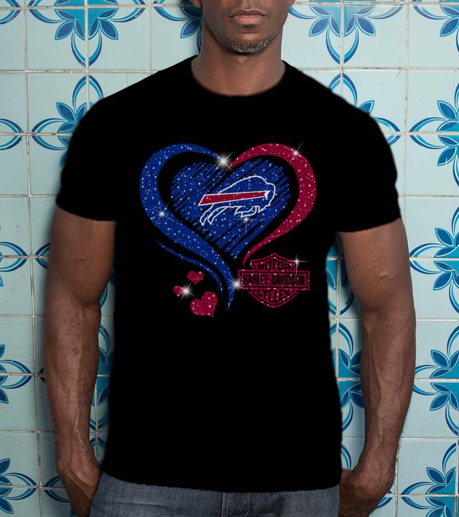 Buffalo Bills Heart Harley Davidson Motorcycles T-Shirt