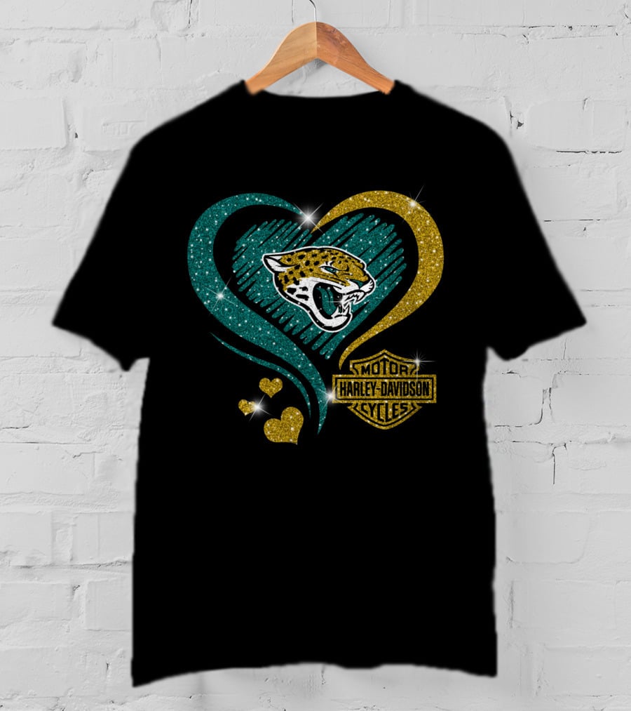 Harley Davidson Motorcycles Jacksonville Jaguars Heart T-Shirt