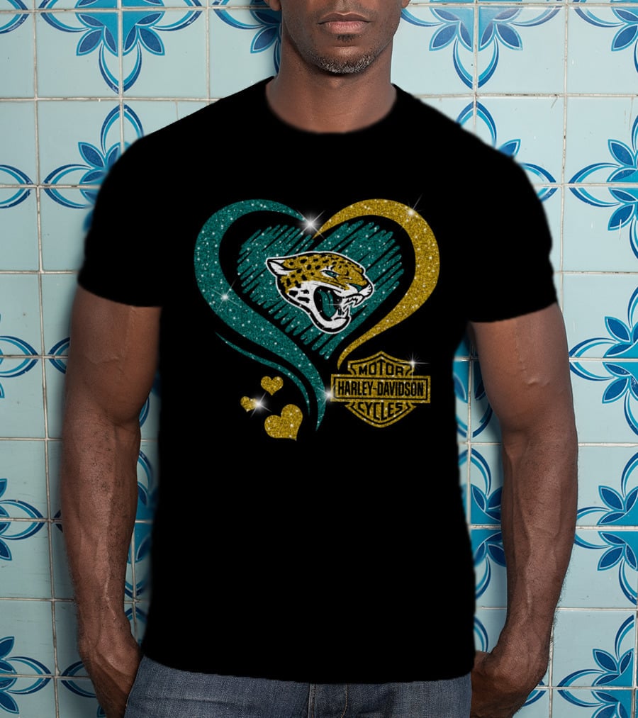 Harley Davidson Motorcycles Jacksonville Jaguars Heart T-Shirt