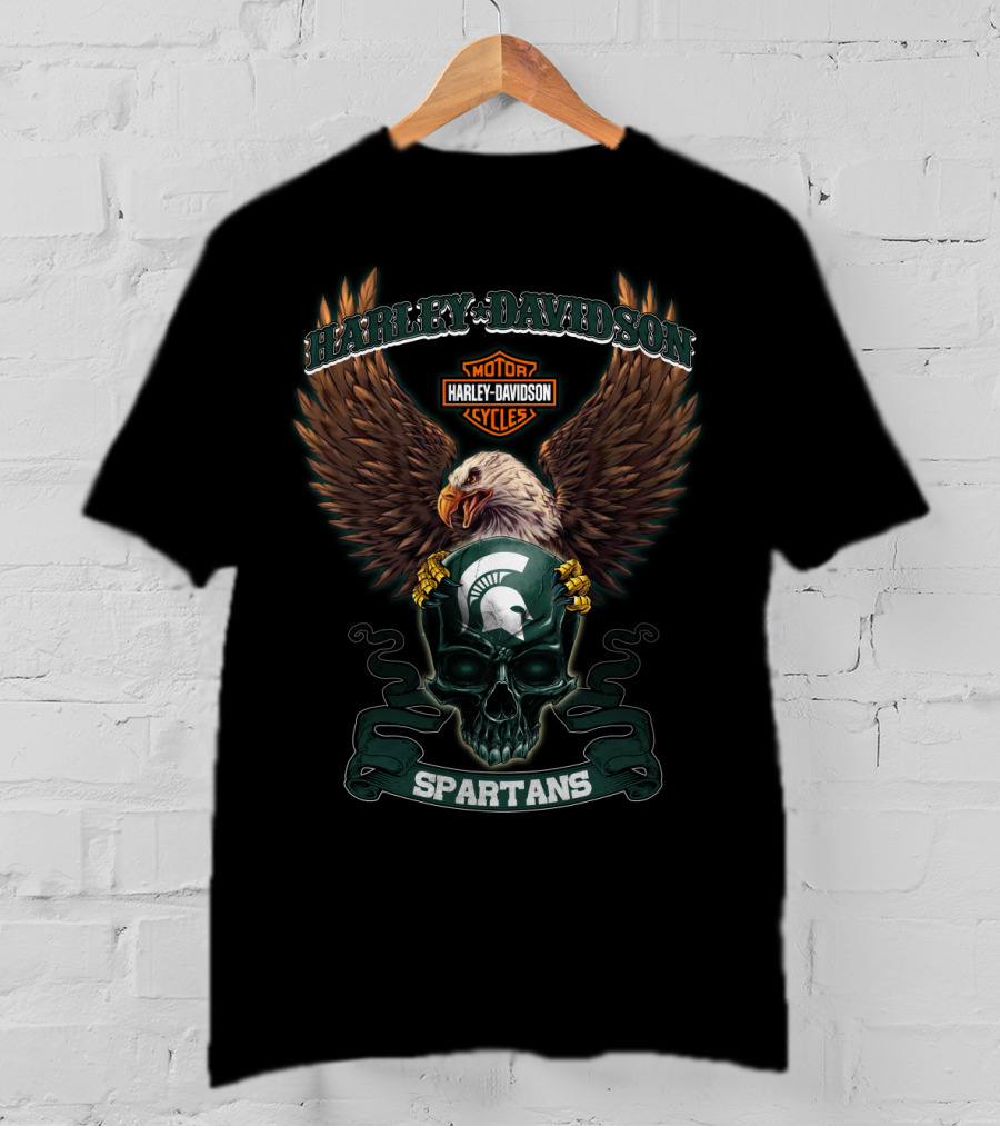 Harley Davidson Michigan State Spartans Eagle And Skull T-Shirt