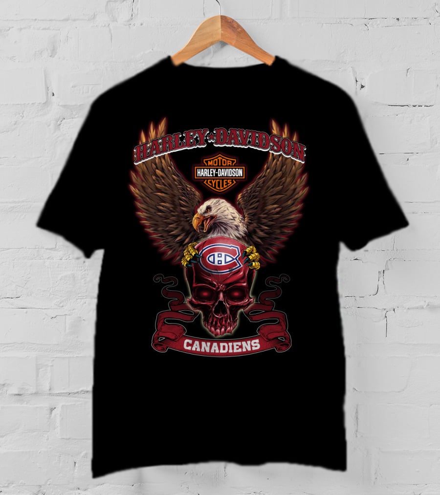 Harley Davidson Montreal Canadiens Eagle Skull T-Shirt