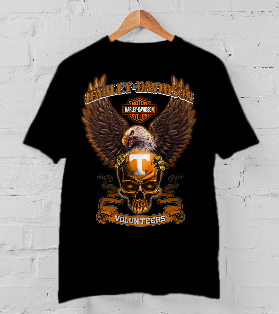 Harley Davidson Tennessee Volunteers Eagles Skulls T-Shirt