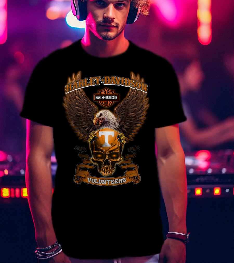 Harley Davidson Tennessee Volunteers Eagles Skulls T-Shirt