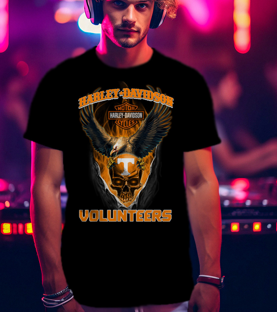 Harley Davidson Motor Cycles Volunteers Eagle Skull T T-Shirt