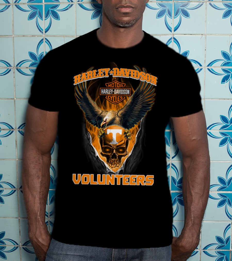 Harley Davidson Motor Cycles Volunteers Eagle Skull T T-Shirt
