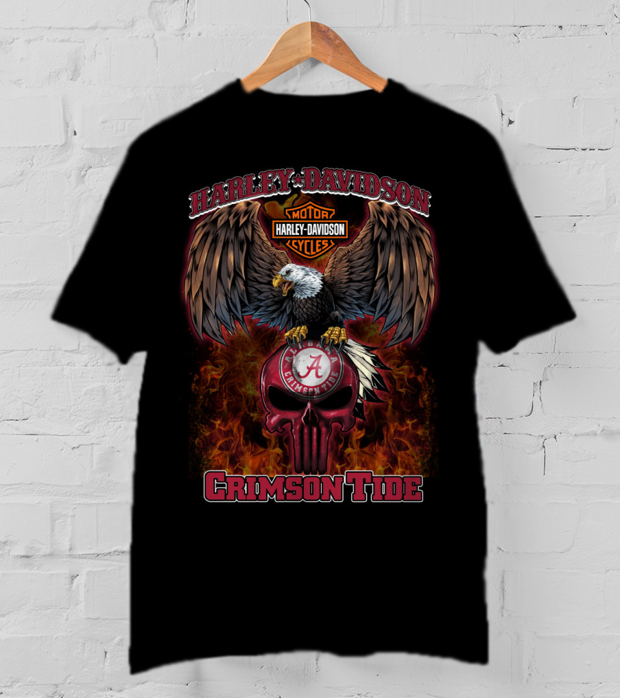 Harley Davidson Crimson Tide Eagle Skull Hd T5M1 Alabama T-Shirt
