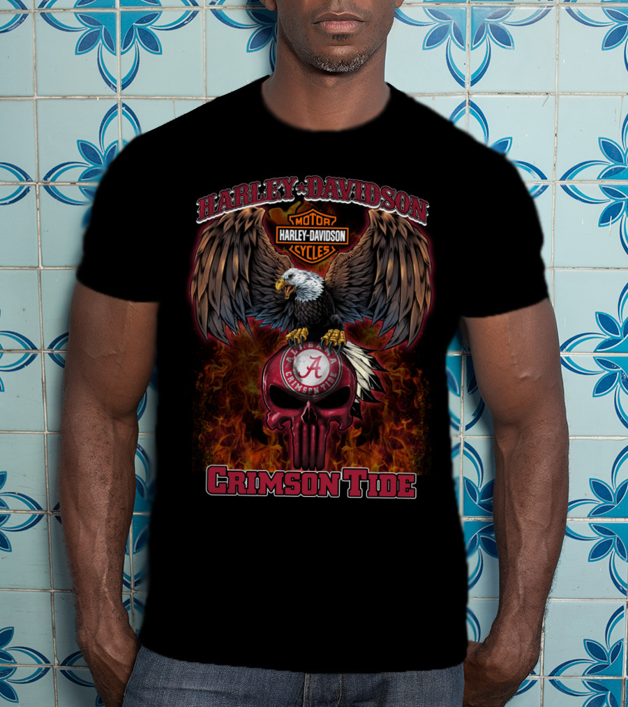 Harley Davidson Crimson Tide Eagle Skull Hd T5M1 Alabama T-Shirt