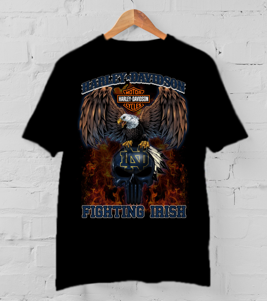 Harley Davidson Motorcycles Eagle Notre Dame Fighting Irish T-Shirt
