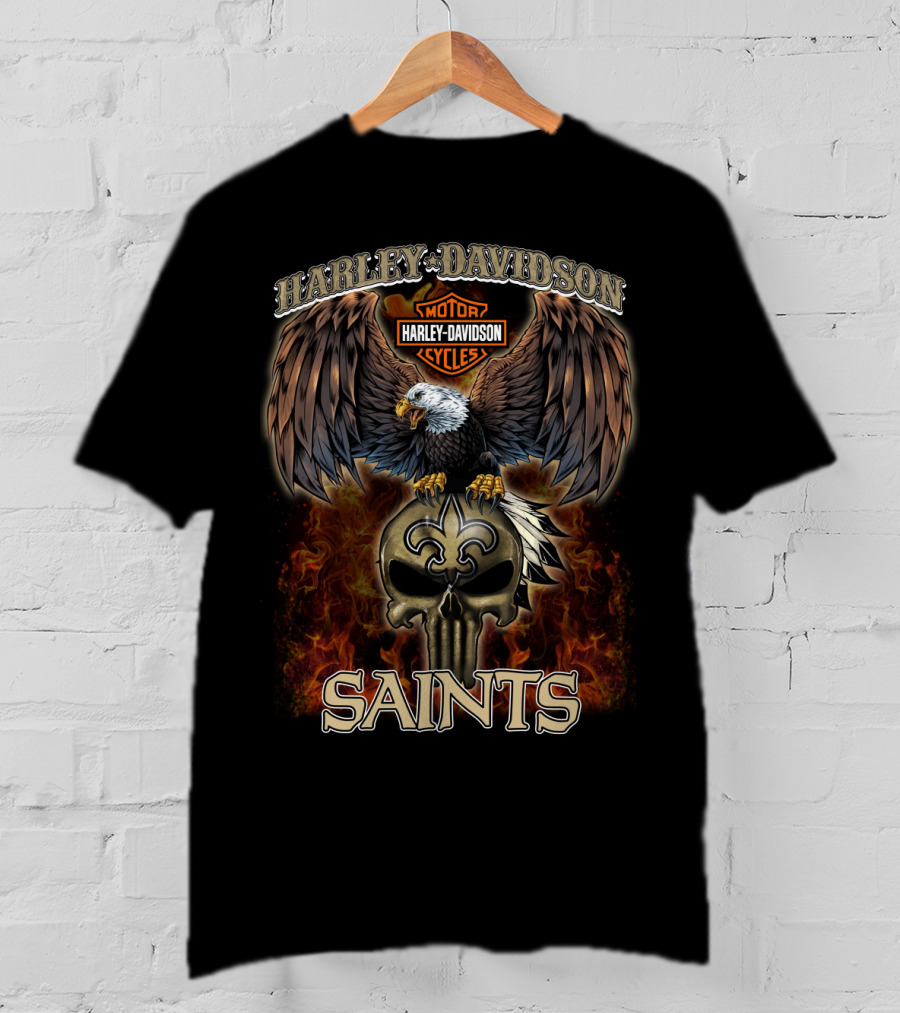 Harley Davidson Motorcycles Eagle Saints T-Shirt