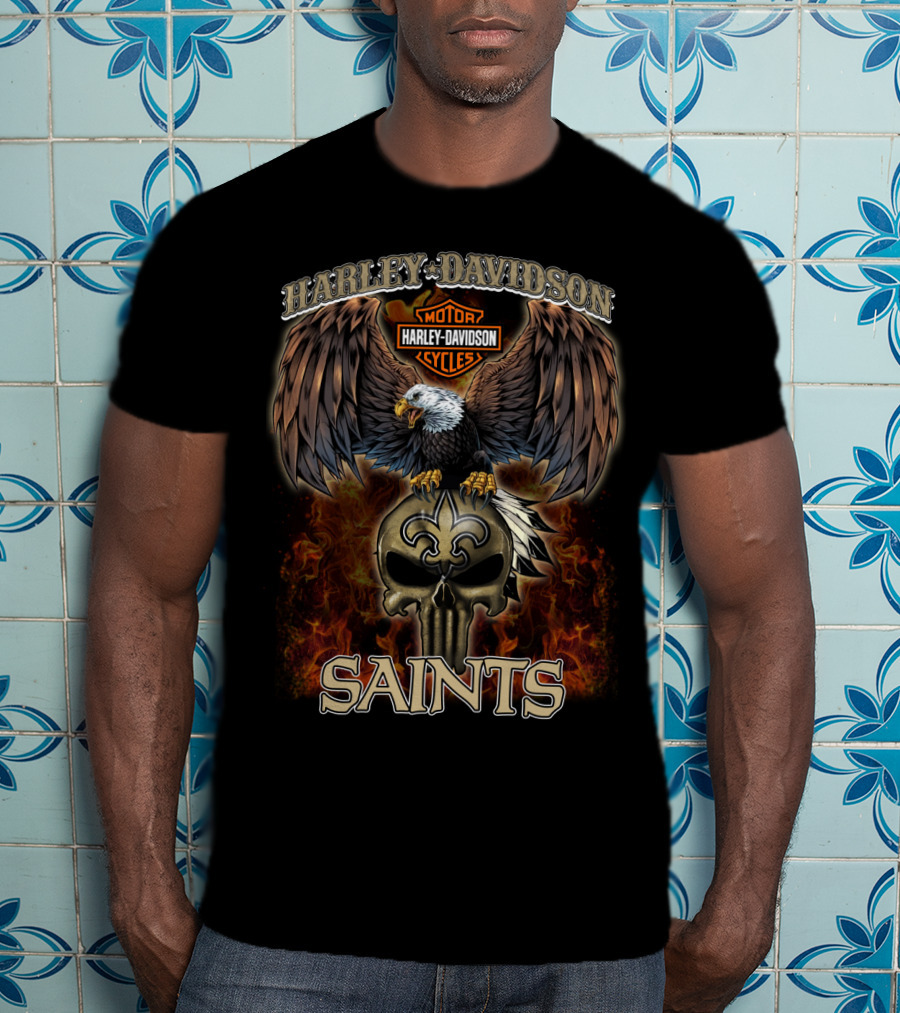 Harley Davidson Motorcycles Eagle Saints T-Shirt