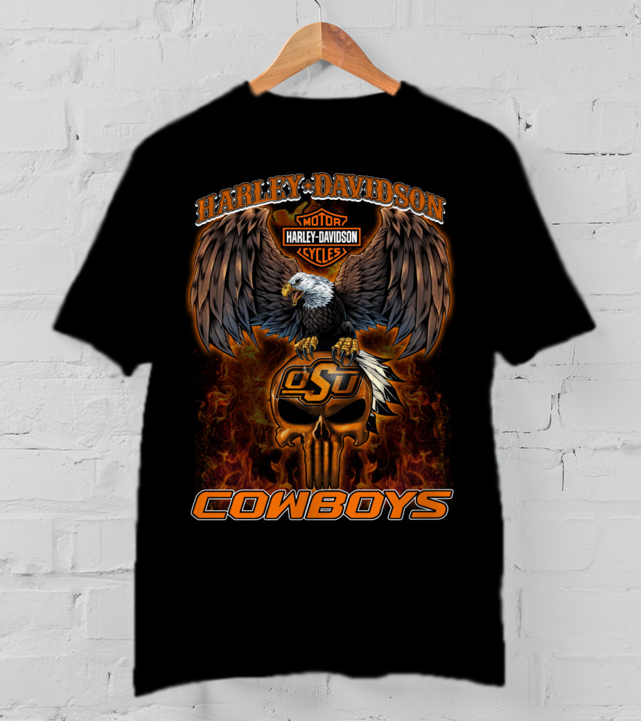 Harley Davidson Motorcycles Osu Cowboys Eagle T-Shirt