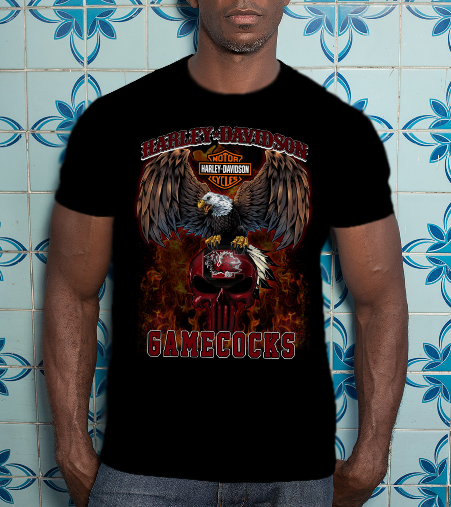 Harley Davidson Motor Cycles Eagle South Carolina Gamecocks T-Shirt