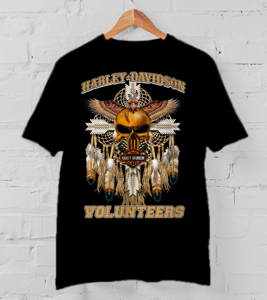 Harley Davidson Volunteers Dreamcatcher Skull Feathers T-Shirt
