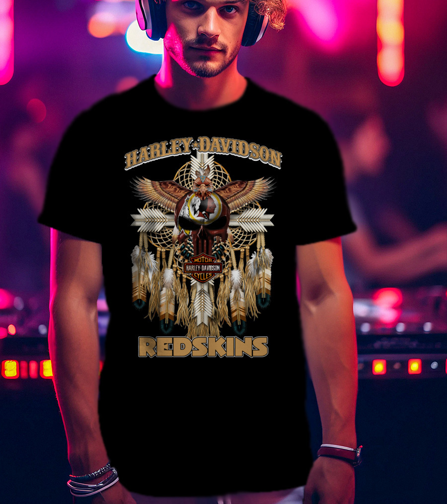 Harley Davidson Redskins Native Style Motif T-Shirt