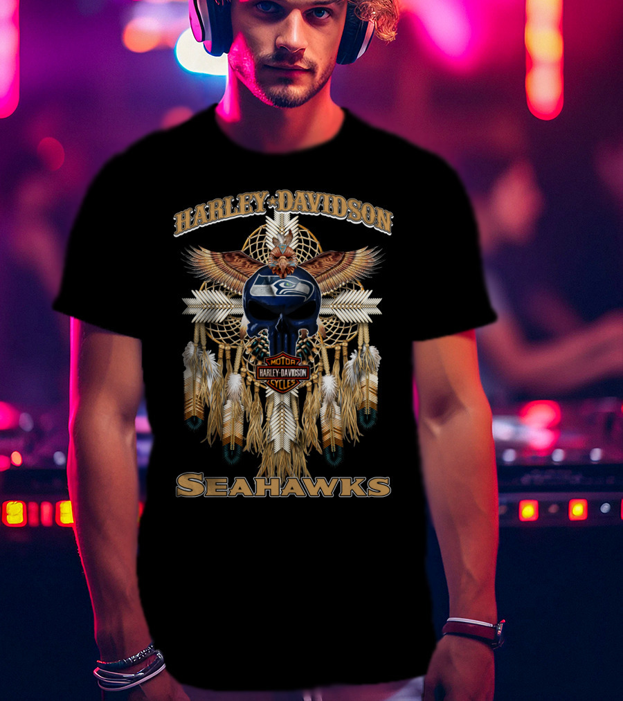 Harley Davidson Seahawks Motorcycles Dreamcatcher T-Shirt