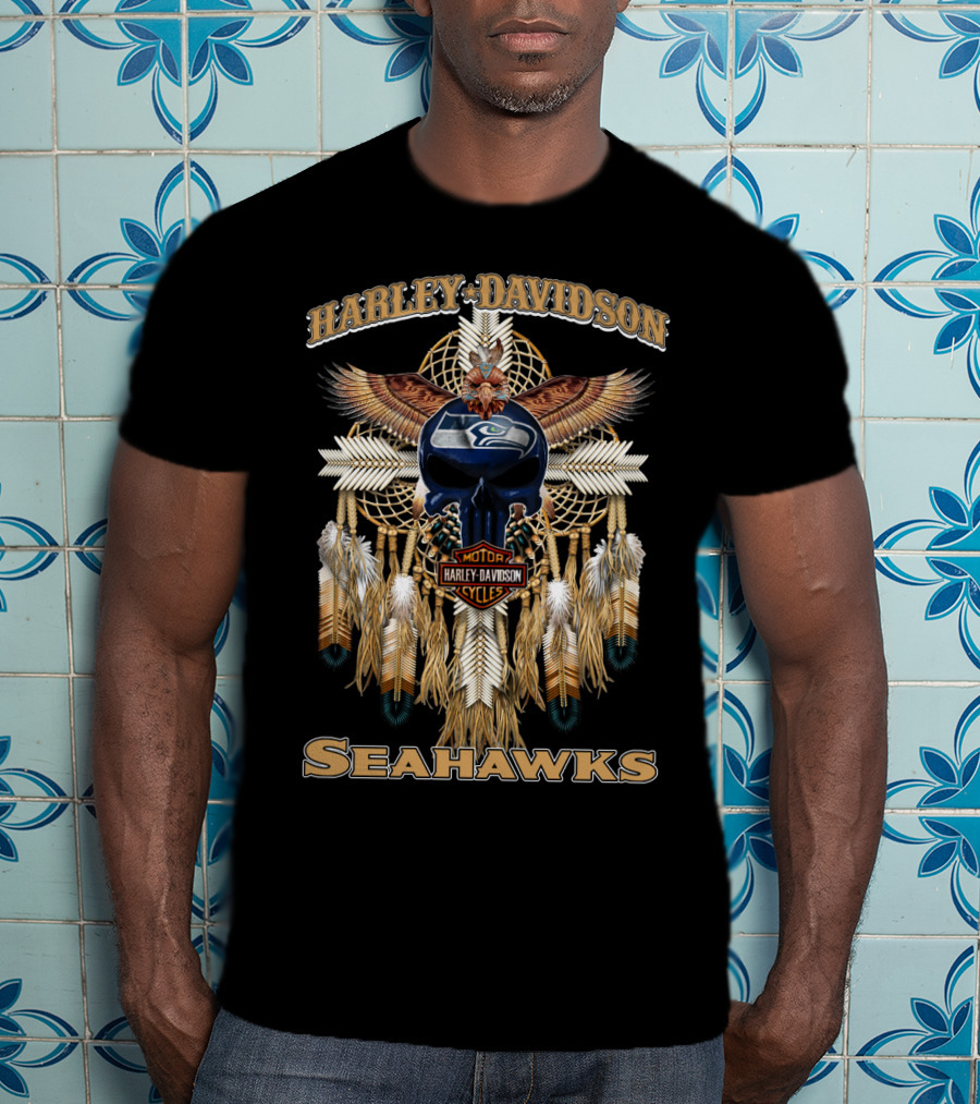 Harley Davidson Seahawks Motorcycles Dreamcatcher T-Shirt