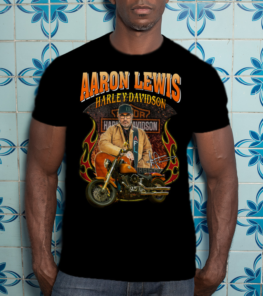 Aaron Lewis Harley Davidson Motorcycle Flame T-Shirt