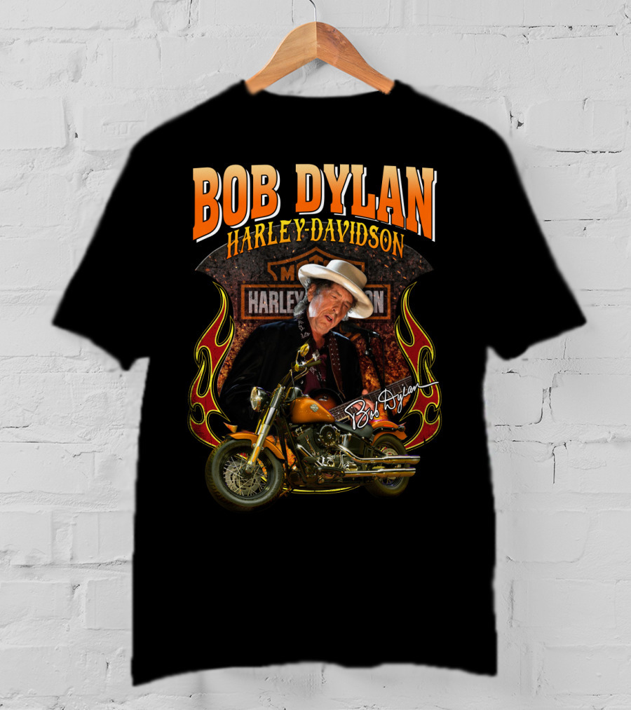 Bob Dylan Harley Davidson Motorcycle Flames T-Shirt