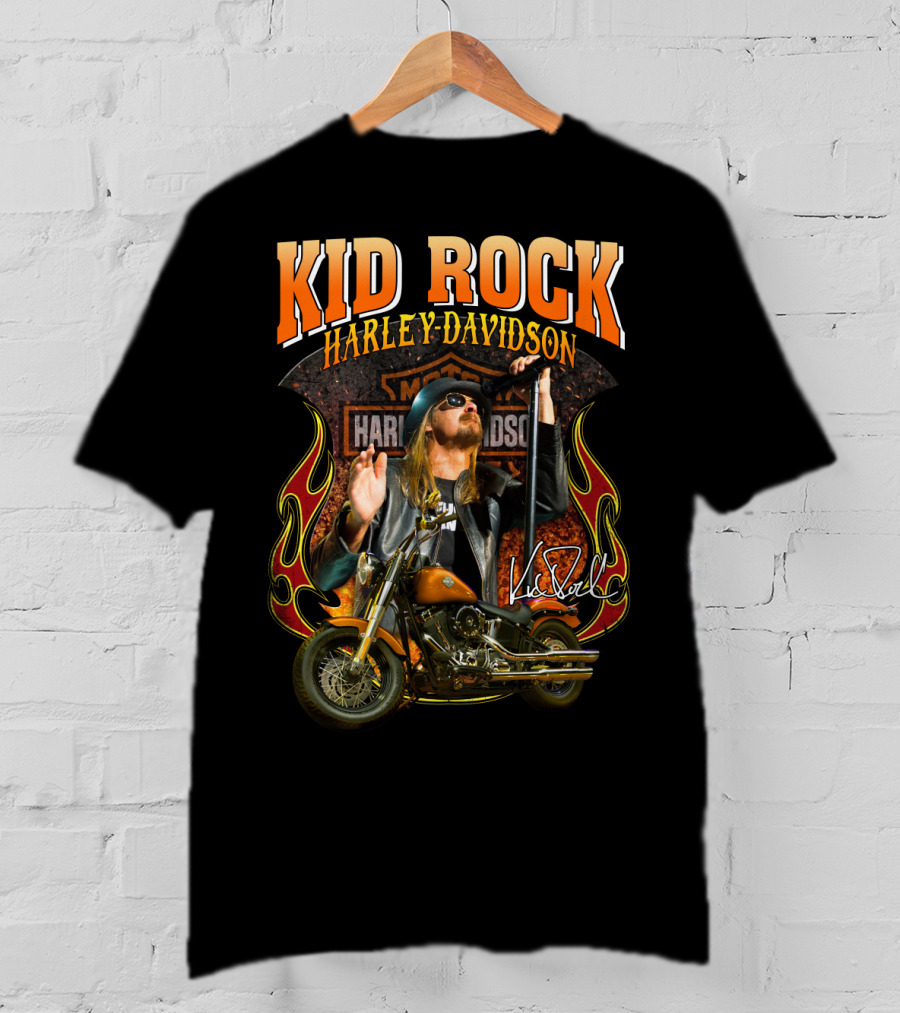 Kid Rock Harley Davidson Motorcycle Flames Promo T-Shirt
