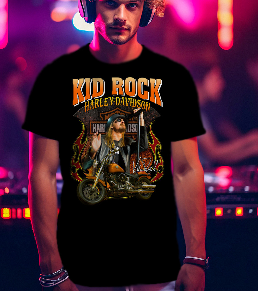 Kid Rock Harley Davidson Motorcycle Flames Promo T-Shirt