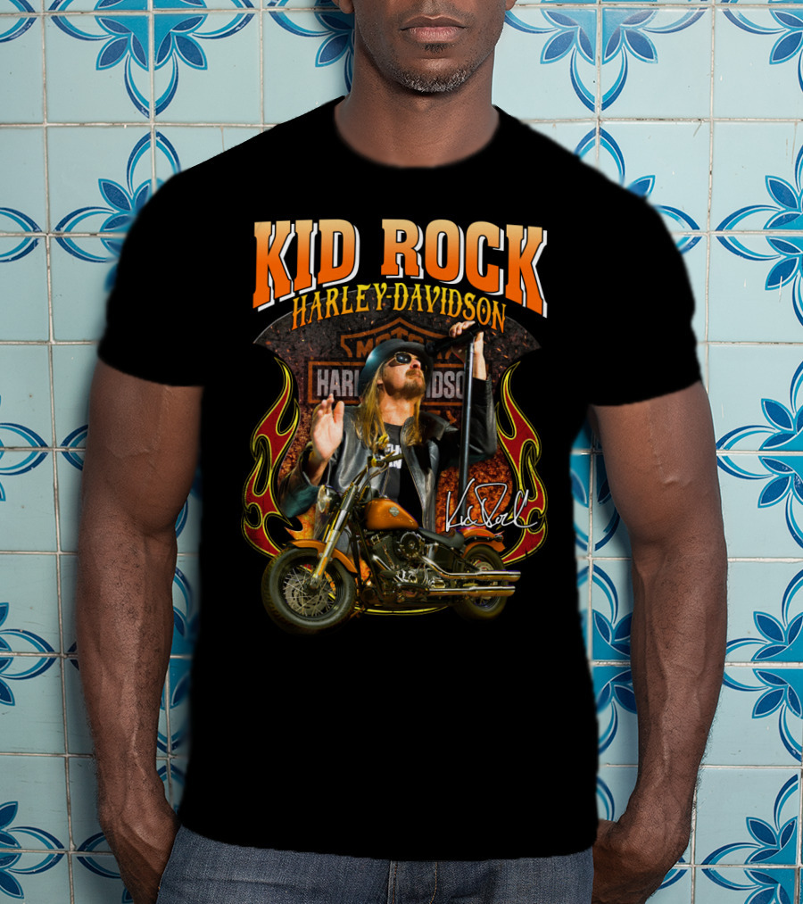 Kid Rock Harley Davidson Motorcycle Flames Promo T-Shirt