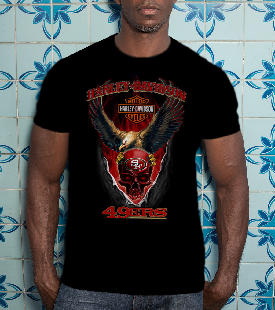 Harley Davidson Eagle San Francisco 49ers Helmet T-Shirt