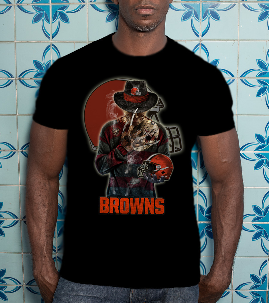Browns Jason Voorhees Freddy Krueger Mashup Cleveland Helmet T-Shirt